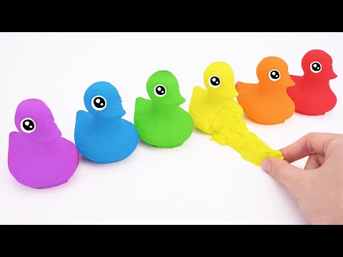 Satisfying Video | DIY How To Make Rainbow Ducks With Kinetic Sand Cutting & Mixing ASMR | Show ASMR