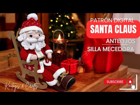 Espectacular SANTA CLAUS PAPÁ NOEL Amigurumi a crochet | PATRÓN DIGITAL - Anteojos y Silla Navideña