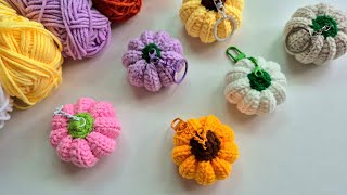 🎃Crochet pumpkin Keychain  🎃  ရွှေဖရုံသီးသော့ချိတ်ထိုးနည်း  For Beginners