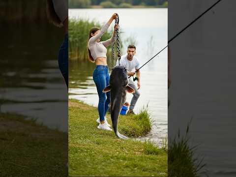 Girl Catches MONSTER Catfish! 😱 #rurallife