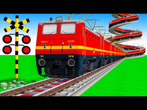 【踏切アニメ】あぶない電車【カンカン】電車 1 Train Climbing Pynamid🚦 Fumikiri 3D Train Railroad Crossing Animation #train