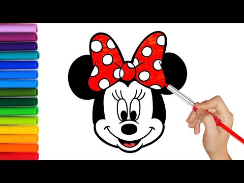 How To Draw Minnie Mouse for Kids | Drawing, Painting and Coloring Minnie Mouse