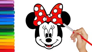 How To Draw Minnie Mouse for Kids | Drawing, Painting and Coloring Minnie Mouse