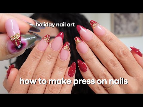 HOW TO MAKE PRESS ON NAILS LIKE A PRO + Simple Holiday Nail Art Tutorial!