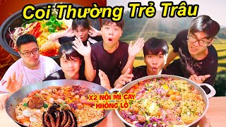 Trẻ Trâu Bị Khinh Thường Thách Thức Nấu 2 Nồi Mì Cay Khổng Lồ Dằn Mặt Con Nhà Giàu | TQ97