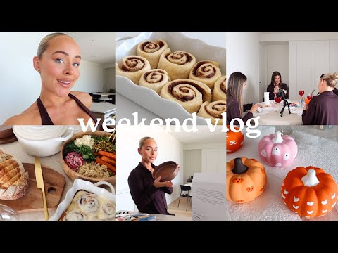 WEEKEND VLOG | cinnamon rolls pumpkin painting, hosting a fall inspired dinner etc