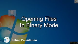 Opening Files In Binary Mode