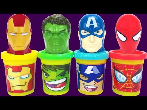 Play Doh Marvel Avengers with Iron Man Hulk Captain America and Kitchen Creations Molds Surprise Toy