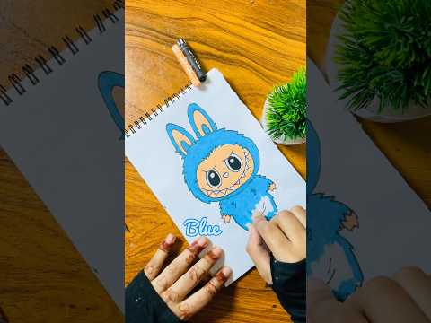 Easy Labubu Doll Drawing🩵😱☺️#drawing#shorts#oilpastel