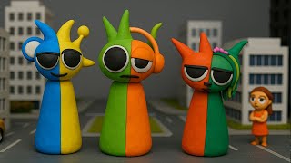 Making SPRUNKI OC MIX SMOOTHIE Oren x Lime, Raddy mix Vineria Toy Sculptures Timelapse