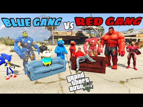 Franklin Red Gang Vs Shinchan Blue Gang in GTA 5 ! JSS GAMER