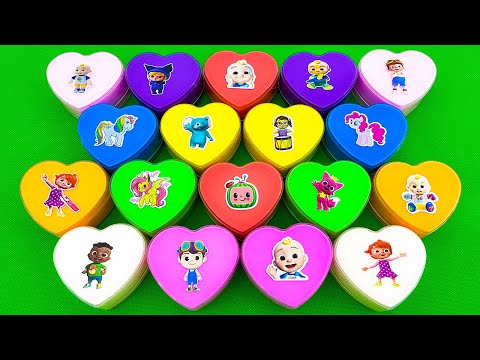 Looking for cocomelons, numberblocks, alphablocks in mini hearts with mixing slime colorful