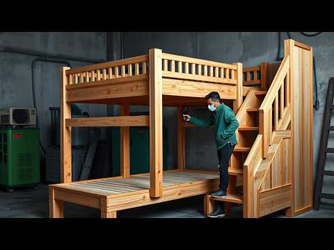 Step-by-Step Bunk Bed Construction: Grand Father Capenter Makes for His Niece //Woodworking Projects