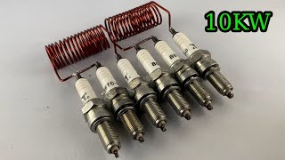 Amazing 5 How to create 10kw electricity energy free with spark plug 100%
