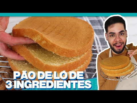A MELHOR MASSA PRA BOLO DE ANIVERSÁRIO | PÃO DE LÓ DE 3 INGREDIENTES