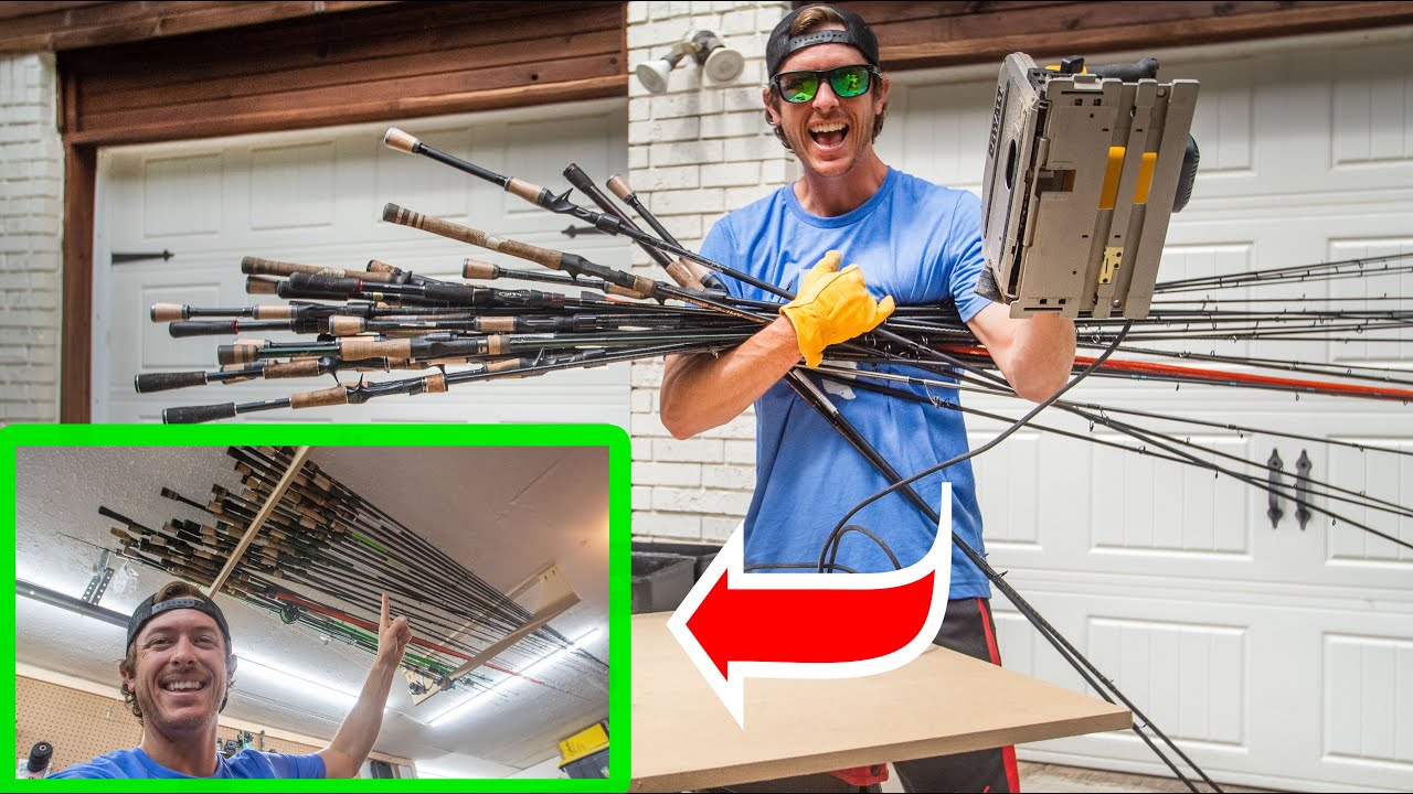 DIY Garage Fishing Rod Rack Build HOLDS OVER 30 RODS!