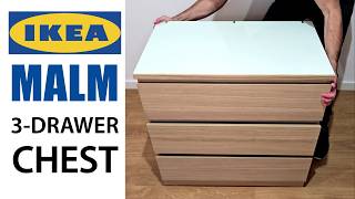 IKEA MALM 3 Drawer Chest Glass Top Assembly and Wall Mounting