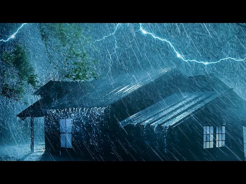 Fall Asleep Easily in 3 Minutes with Night Thunderstorm | Strong Rain on Tin Roof & Intense Thunder