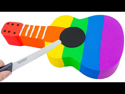 Satisfying Video | DIY How To Make Rainbow Guitar Cake From Kinetic Sand Cutting ASMR | Yo Yo Candy