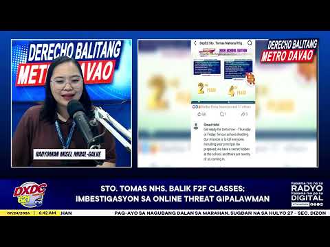 STO. TOMAS NHS BALIK F2F CLASSES NA, ONLINE THREAT GIIMBESTIGAHAN