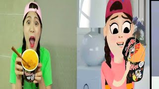 Mukbang Black Noodle TTeokbokki 뽀로로 떡볶이 짜장면 먹방 도나 DONA vs Dona Animation