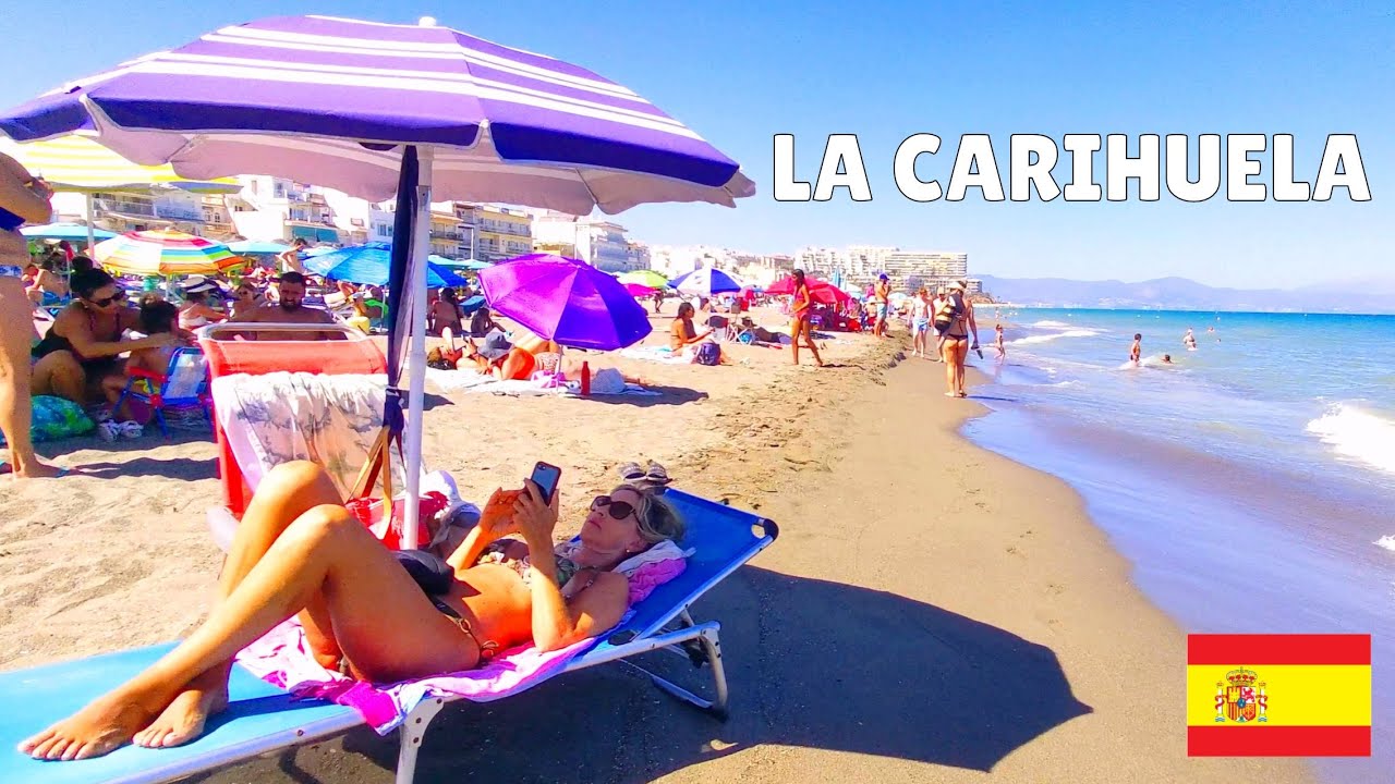 Spanish beach walk 🏝️🇪🇦 La Carihuela Torremolinos ☀️Spain Beaches 4K