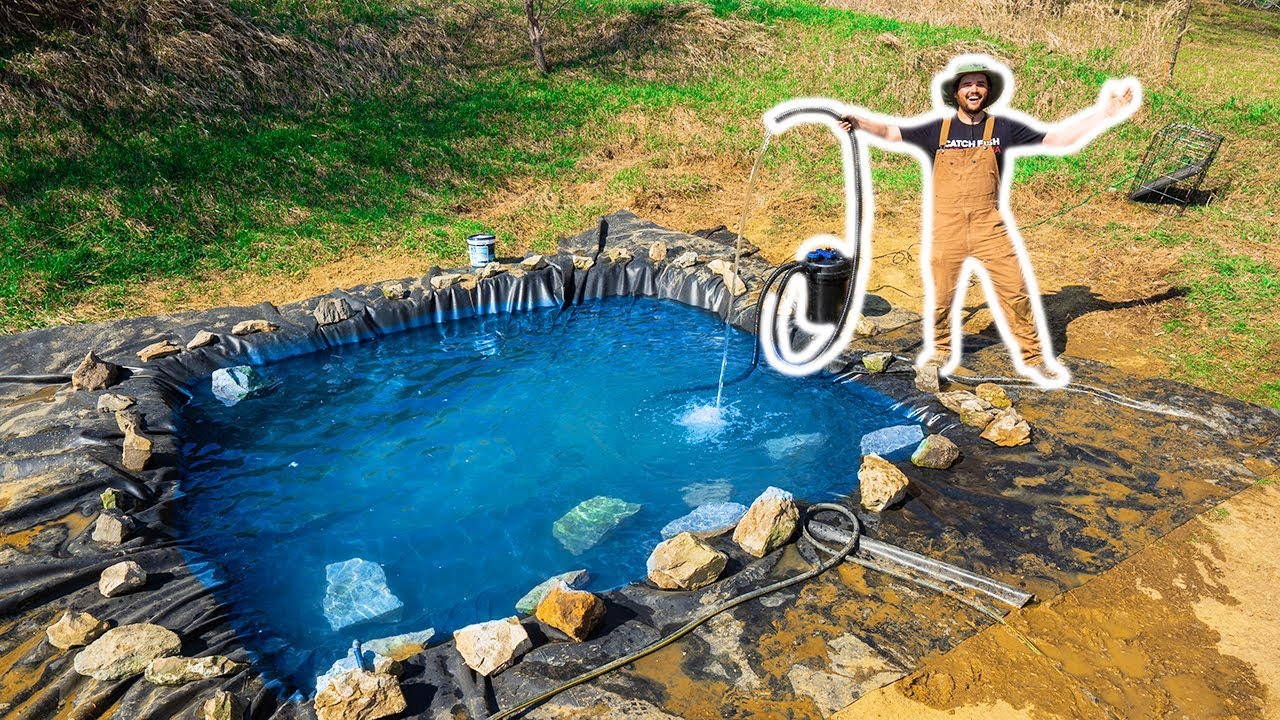 Filling up the new backyard pond for pet fish!