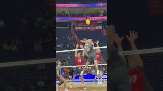 One of the top rookies of #VNL2025, Simon Torwie, with the monster block!