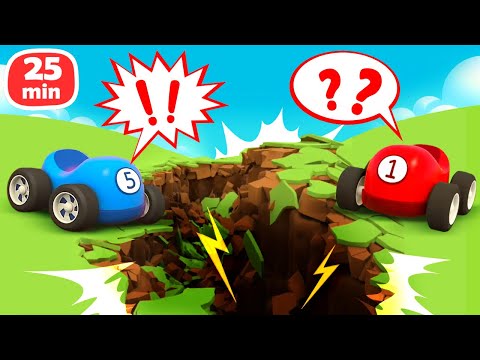 Helper cars can't get out of the garage! The racing cars find construction vehicles for help.