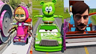 Funny Cars & Weird Cars VS Bollard Barbie Crush #6😂 || BeamNG.drive