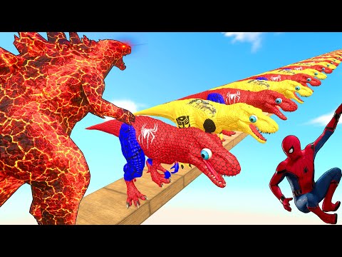 Spider-Man Rescue Batman vs Iron Man vs Venom Rescue GODZILLA EARTH From Dinosaur Superhero ARBS