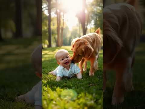 Heroic Golden Retriever! Baby Falls and Cries, Loyal Dog Carries Him Back to Mom