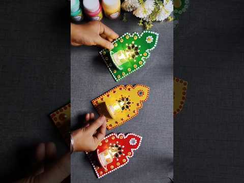 Beautiful Diya Stand Making From Waste Cardboard ✨ #shorts
