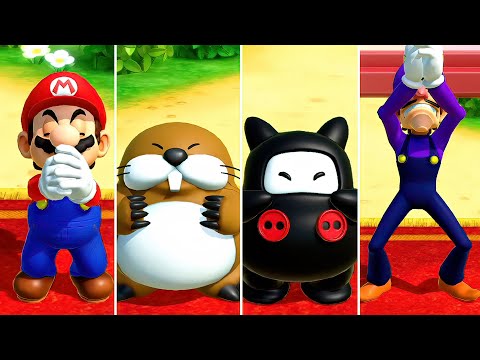 Super Mario Party Jamboree - Mario Vs Ninji Vs Waluigi Vs Monty Mole At Mega Wiggler's Tree Party