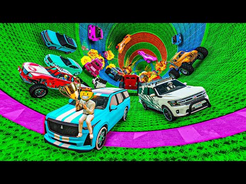 CARA A CARA CON COCHES ALEATORIOS Y EL ÚLTIMO EXPLOTA EN UN TUBO GIGANTE!! - GTA 5 ONLINE