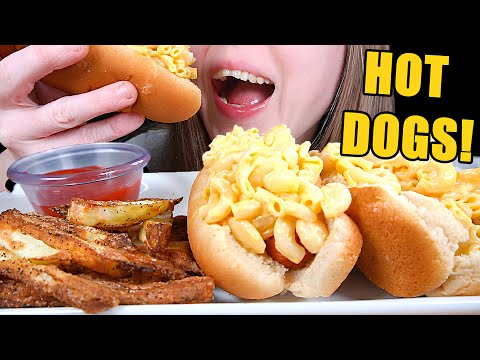 ASMR MAC & CHEESE HOT DOGS MUKBANG EATING SOUNDS