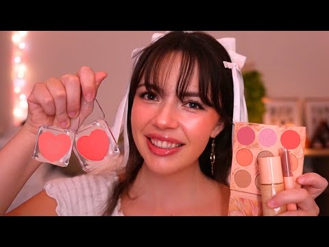 ASMR Doing Your Soft, Glowy, Pink Makeup 🎀🌷🌙 (gentle, soft, quiet)