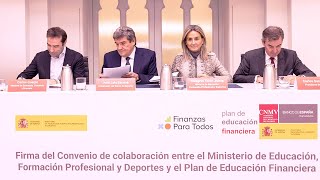 Adhesión del Min. de Educación, Formación Profesional y Deportes al Plan de Educación Financiera