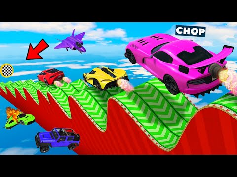 GTA 5 CHOP CANT SEE THE FINISH IN THIS INSANE MEGA RAMP CHALLENGE