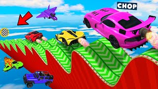 GTA 5 CHOP CANT SEE THE FINISH IN THIS INSANE MEGA RAMP CHALLENGE