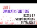 Writing Equations of Quadratic Functions