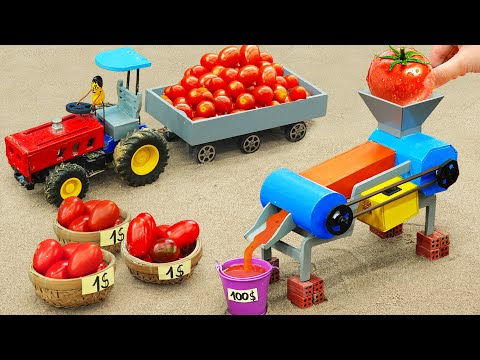 Diy tractor making mini Chili Sauce Grinder Machine | diy Planting & Harvesting Tomatoes | HP Mini