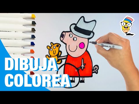 Dibuja y Colorea a PEPPA PIG Detective 🔴🟡🔵✍️🐷 Drawing Peppa Pig