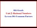 Greatest Common Factors and Applications