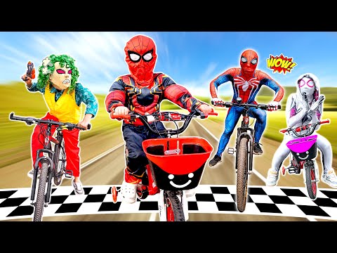 What If Many Spider man in 1 HOUSE? | Team Spiderman vs Bad Guy Jocker: Kid Spiderman's Bike Quest