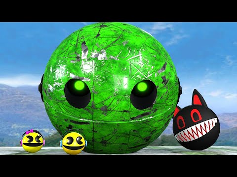 PACMAN & ROBOT PACMAN VS CARTOON CAT & MONSTER PACMAN 162