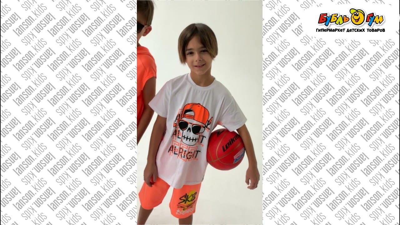 Футболка Lanson Kids принт скелет в кепке белая - видео