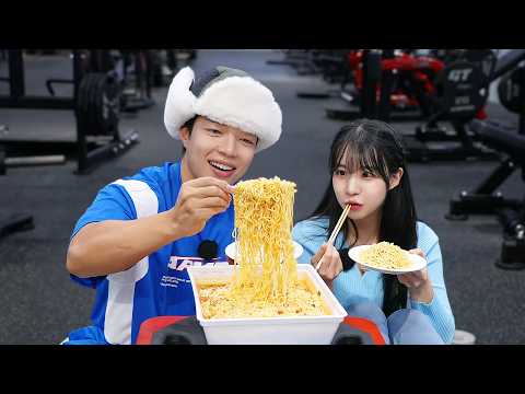 헬스장에서 먹는 3,400kcal 라면은 못참지🔥 | 점보도시락 먹방 【MUCKBANG】