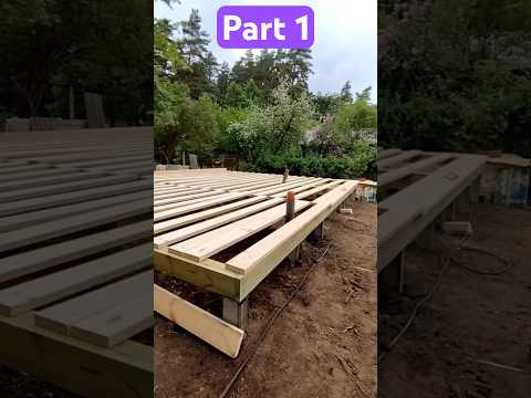Foundation Of a Frame House. Logs On The Pillars And An OSB Board On Top.