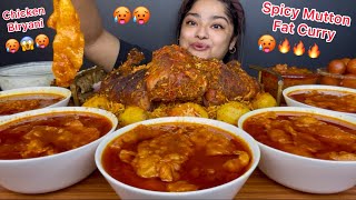 SPICY MUTTON FAT CURRY WITH SPICY SMOKEY TANDOORI CHICKEN BIRYANI, CHICKEN CURRY WITH GARLIC NAAN